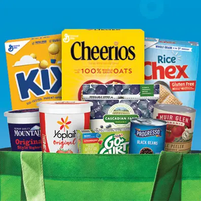 Boxes of General mills products